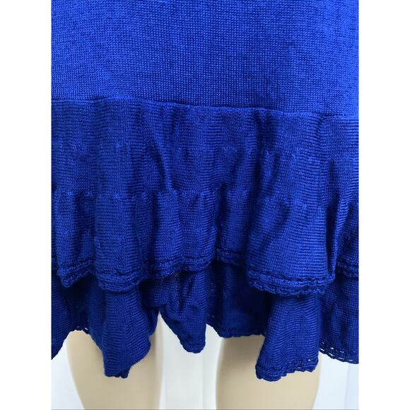 Moschino Couture Wool Skirt Knit Tiered Ruffled Royal Blue Knee Length 10 M - Picture 8 of 10